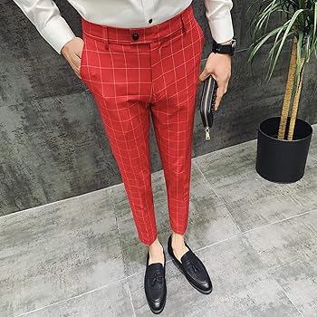 red plaid suit pants