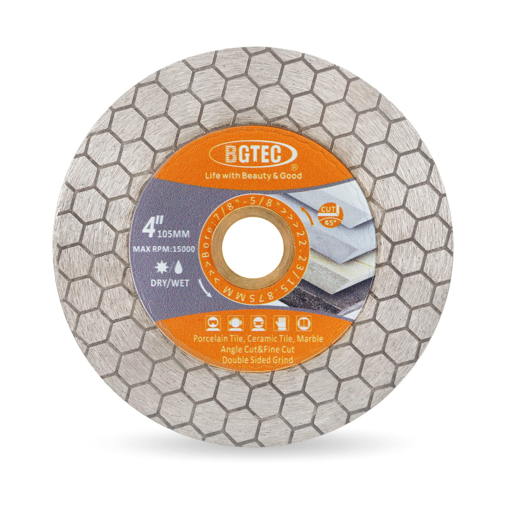 BGTEC Diamond Saw Blades - 105mm Cut-off Wheel for Ceramic Tile, Porcelain Tile, Marble, Artificial Stone, Hexagon Double-sided