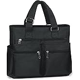 VOLGANIK ROCK Canvas Tote Bag Waterproof Nylon Multi Pocket Shoulder Bags Laptop Work Bag Teacher Purse Handbag for Women Men