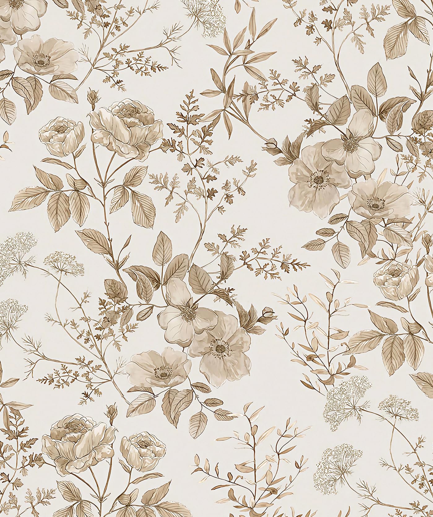 Photo 1 of Erfoni 16.9" x118" Boho Floral Peel and Stick Wallpaper Beige Flower and Leaf Contact Paper Self Adhsive Removable Wallpaper Boho Botanical Wall Paper for Bedroom Cabinets Decor Vinyl Roll Waterproof