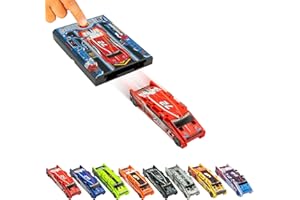 FLAT 2 FAST Original Stunt Card Racer – Flat Car Racer and Pocket Size Racecar Launcher with Built-in Button for Stunt Launching and Racing – Compact – Red