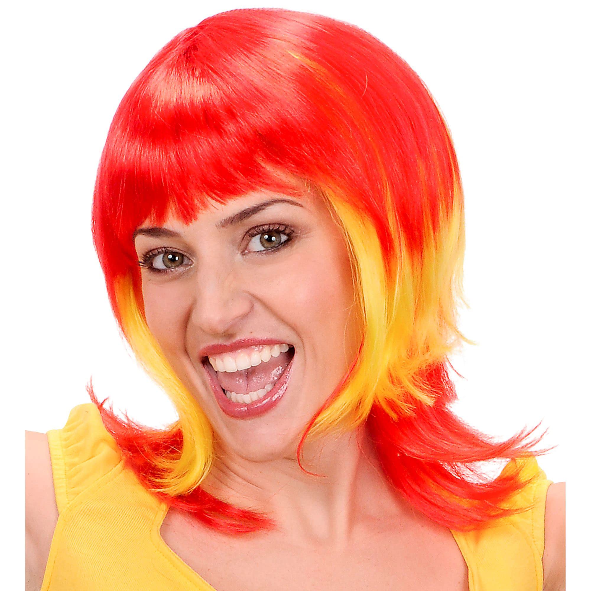 Ladies Supporter Woman - Red Yellow Red Wig for Hair Accessory Fancy Dress
