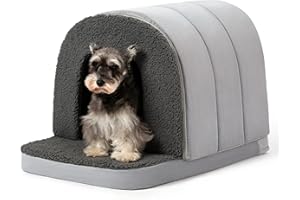 PELZIN Orthopedic Dog Bed House - Dog House Indoor with Egg-Crate Foam - Tent Bed with Waterproof Lining & Nonskid Bottom, Ideal for Large Breeds & Fits 36-Inch Crate - 35"x22", Charcoal