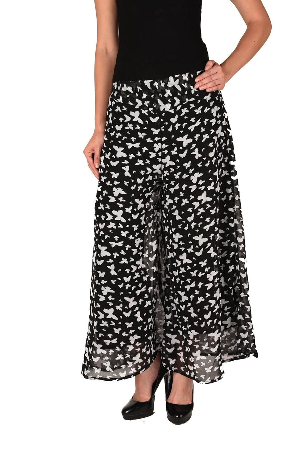 2day's women stylish palazzo sky blue and multi-roses print (pack of 2)