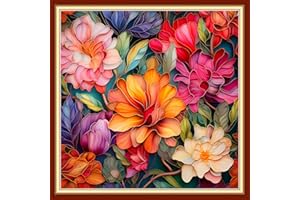 Funxvoot Stamped Cross Stitch Kits Beginners Full Range of Embroidery Kits for Adults 11CT Embroidery Patterns Needlepoint Kits Printed Cross Stitch Kits - (Colorful Flowers 18x18 inchs)