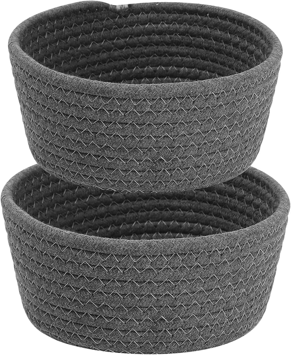 Jttxiu Cotton Rope Storage Baskets 2P Large Small Grey Woven