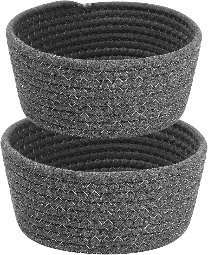 Jttxiu Cotton Rope Storage Baskets 2P Large Small Grey Woven