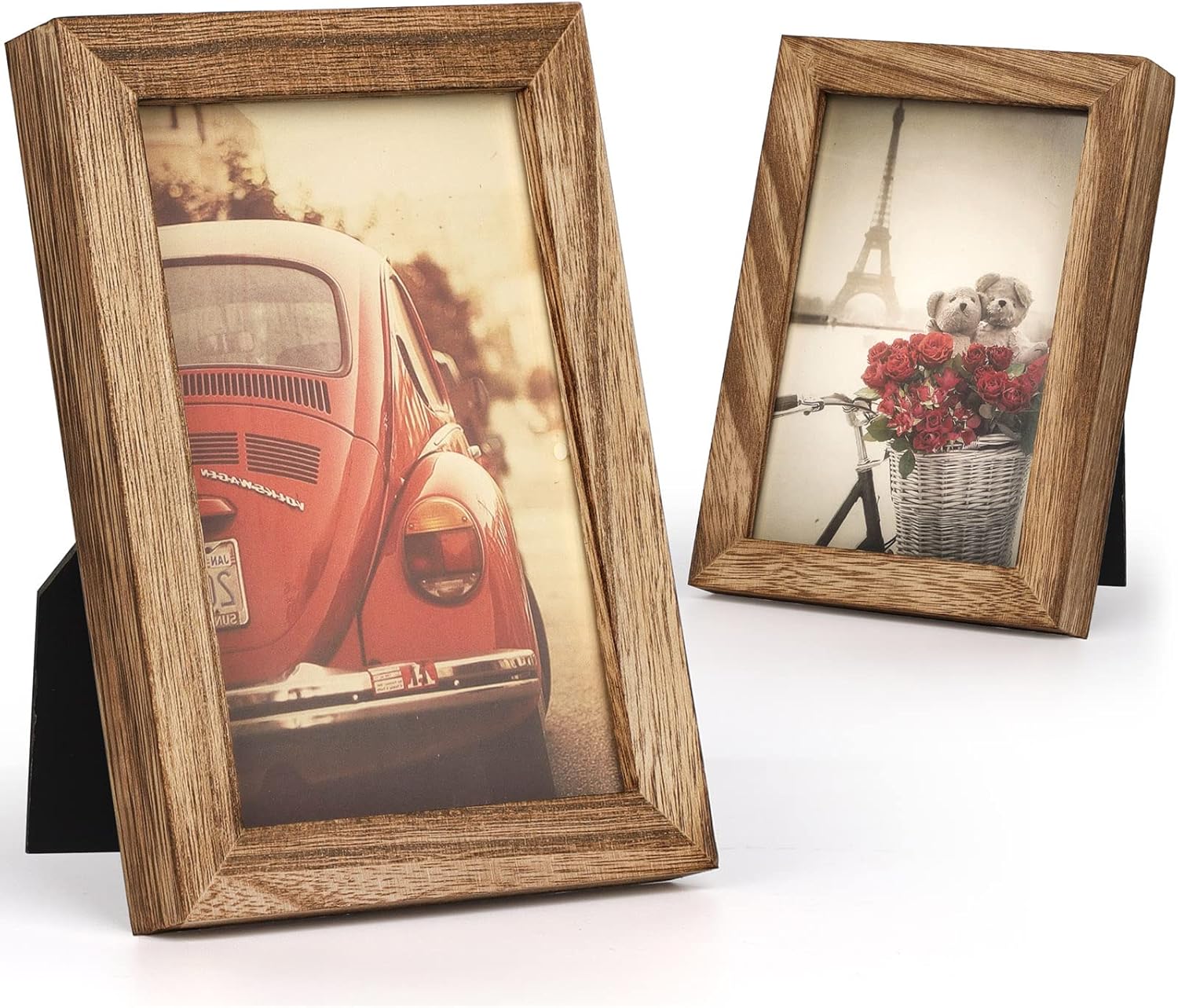 Photo Albums, Frames & Accessories - Emfogo 4x6 Picture Frames Photo Display for Tabletop Display Wall Mount Solid Wood High Definition Glass Photo Frame Pack of 2