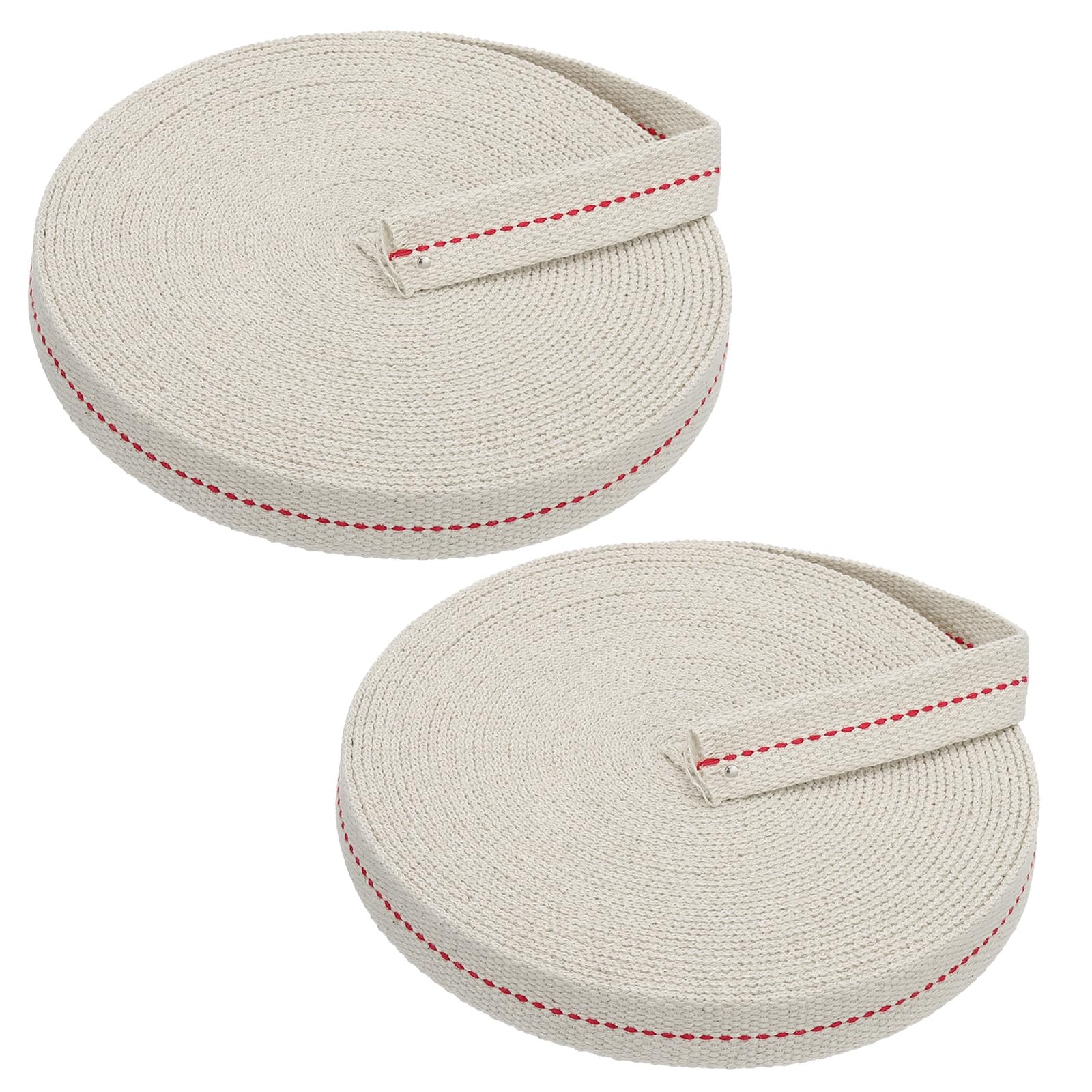 PATIKIL 3/4" Wide 33 Feet 100% Cotton Flat Wick, 2 Rolls Oil Lamp Wicks with Red Stitch for Kerosene Lamp Lantern Oil Burner