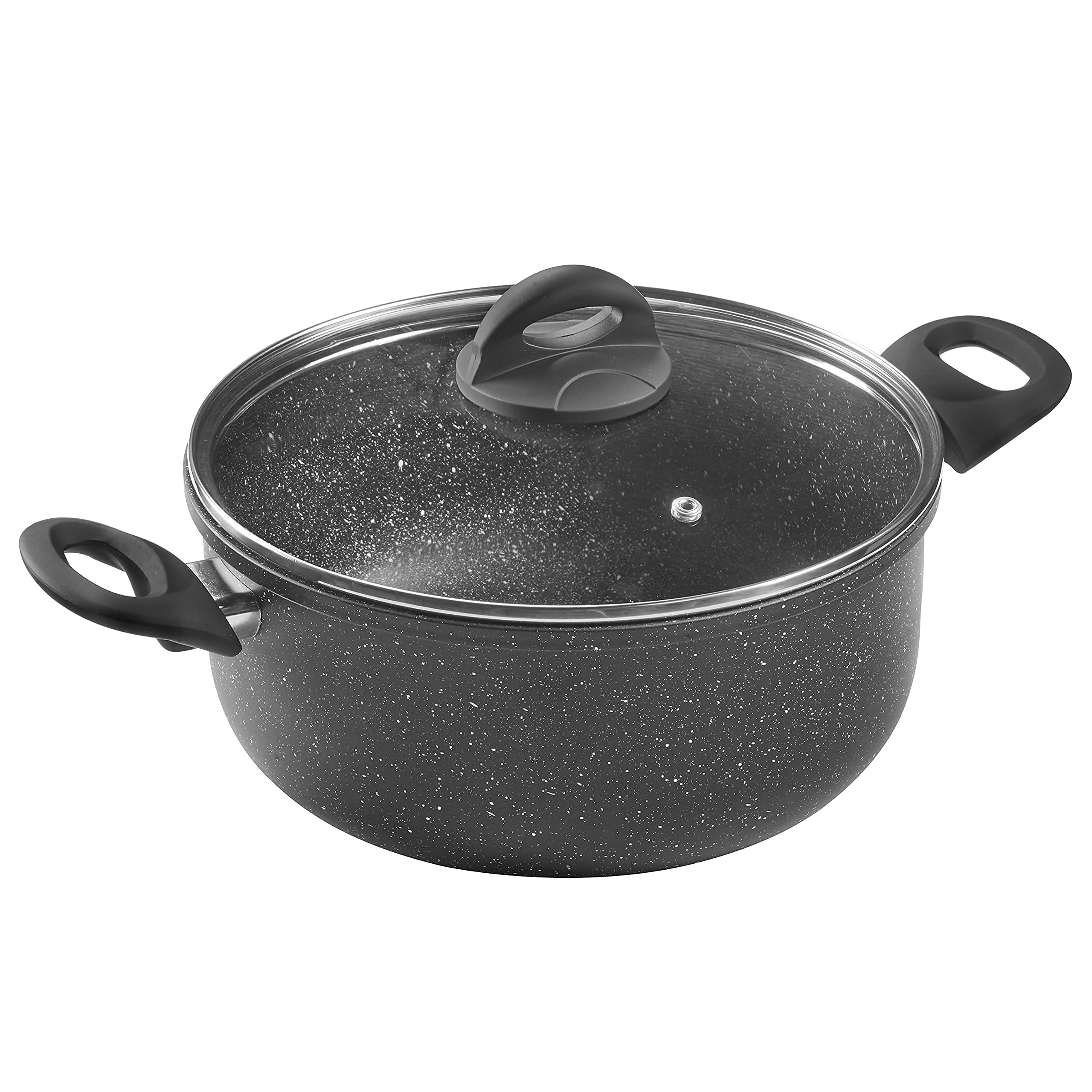 24cm Non-Stick Stockpot Saucepan with Lid Forged Aluminum High-Tech Marble Effect Coating Saucepan | Suitable for use on Gas, Induction, Electric and Ceramic hobs