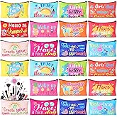 SilTriangle 24 Pieces Makeup Bags Bulk Canvas Cosmetic Bags Purse Organizer Zipper Cosmetic Pouch Portable Travel Toiletry Pouch for Women Men Gifts, 7 x 4 Inch (Beach)