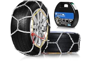 FLYSWAN Snow Tire Chains for Car SUV Pickup Trucks, Choose Your Size from The Picture, Set of 2 - KN110