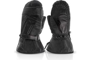 Premium Extreme Cold Weather Leather Mittens for Men – Insulated, Windproof, Snowmobile & Winter Work Gloves