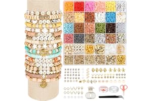 EMUFOOK 4500PCS Clay Beads Bracelet Making kit, 20 Color Heishi Beads for Friendship Bracelet for Girls,Bracelet Making Kit Beads for Jewelry Making Kit, DIY Bracelet Making Kit for Kids & Teens