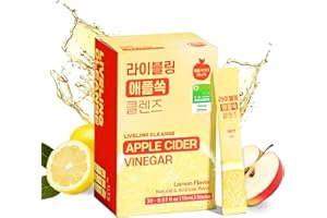 [Liveling] Apple Cider Vinegar Drink Stick & 3-in-1 Shot – Lemon Flavor | Supports Digestion, Daily Cleanse, Sugar-Free, Low-Calories, Portable On-The-Go Packets (30 sticks)