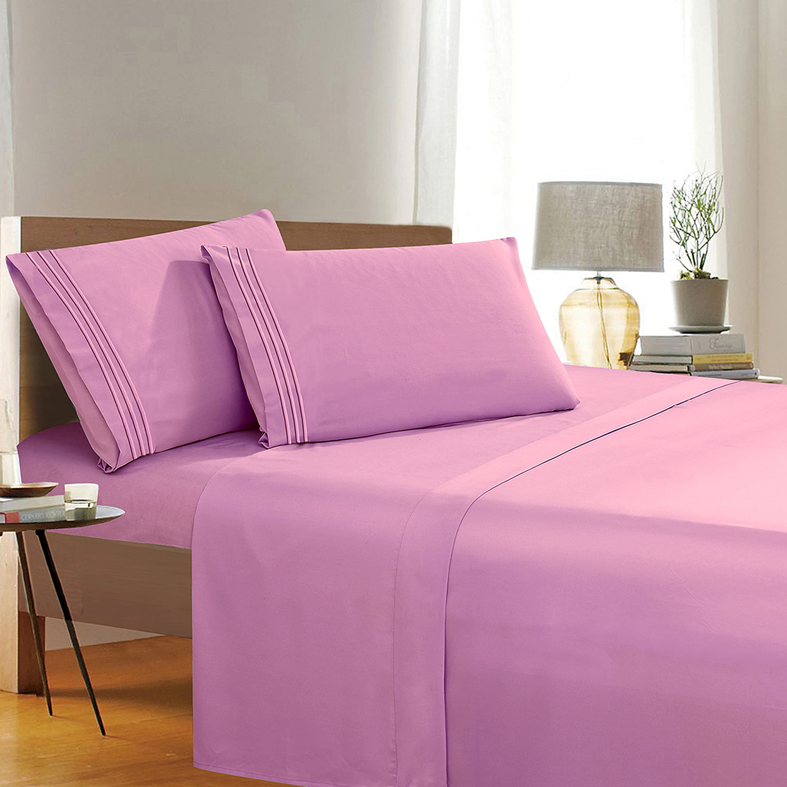 Elegant Comfort 1500 Premier Wrinkle & Fade Resistant Hotel Quality 4-Piece Bed Sheet Set Ultra Soft Luxurious Bed Sheet Set Includes Flat Sheet, Fitted Sheet and 2 Pillowcases
