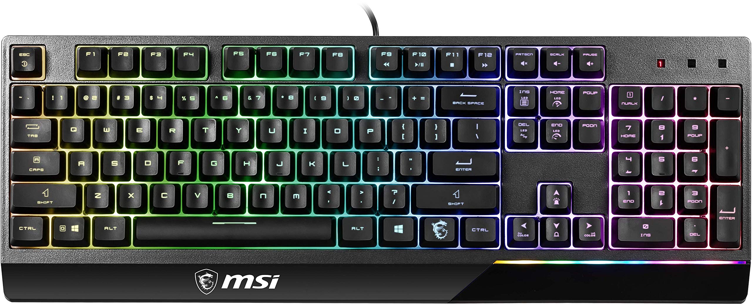 MSI Vigor GK30 RGB Gaming Keyboard, 6-Zone RGB Lighting, Water Repellent & Splash-Proof, Mechanical-Like Plunger Switches