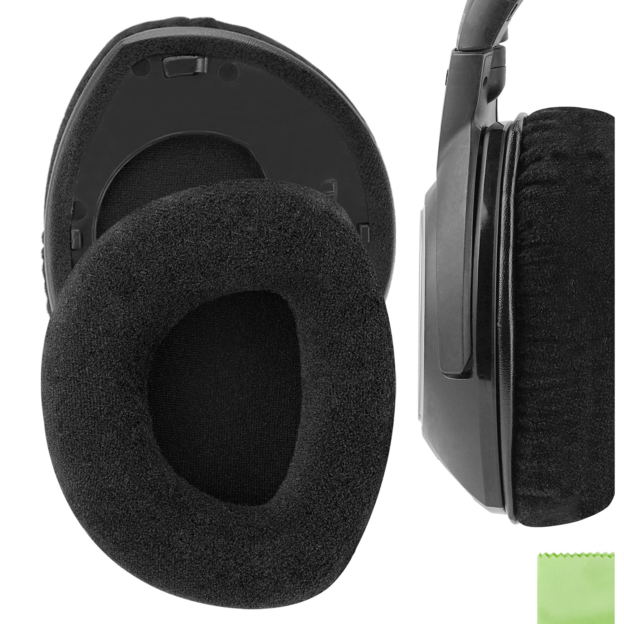 Geekria Comfort Velour Replacement Ear Pads for Sennheiser RS160/ RS170/ RS180, HDR160/ HDR170/ HDR180 Headphones Ear Cushions, Repair Parts with Video Guide (Black)