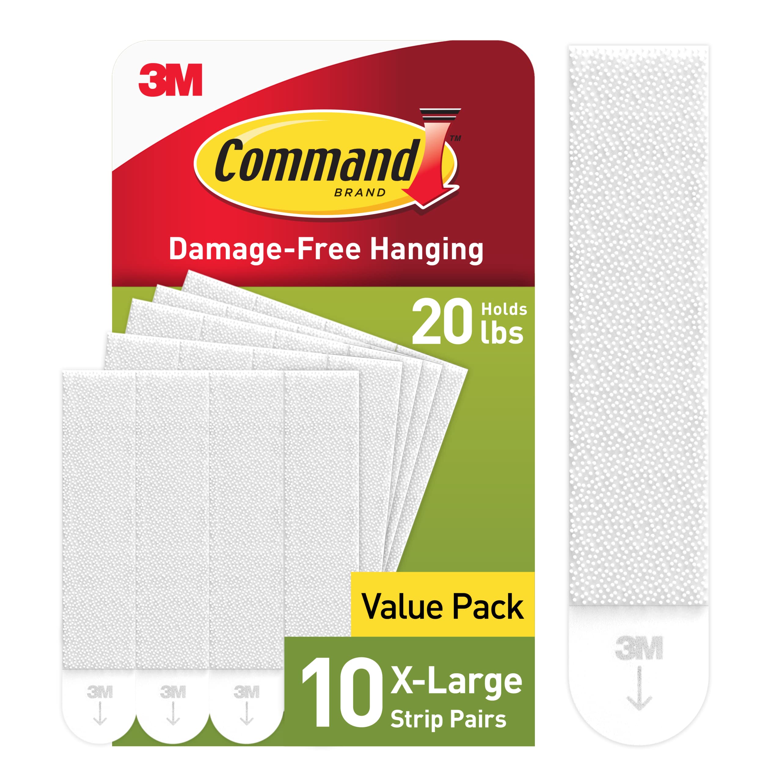 Photo 1 of ****ONLY 4 STRIPS**** Command 20 lb XL Heavyweight Picture Hanging Strips 10 Pairs (20 Command Strips), Damage-Free Hanging Picture Hangers, Heavy Duty Wall Hanger for Christmas Decorations