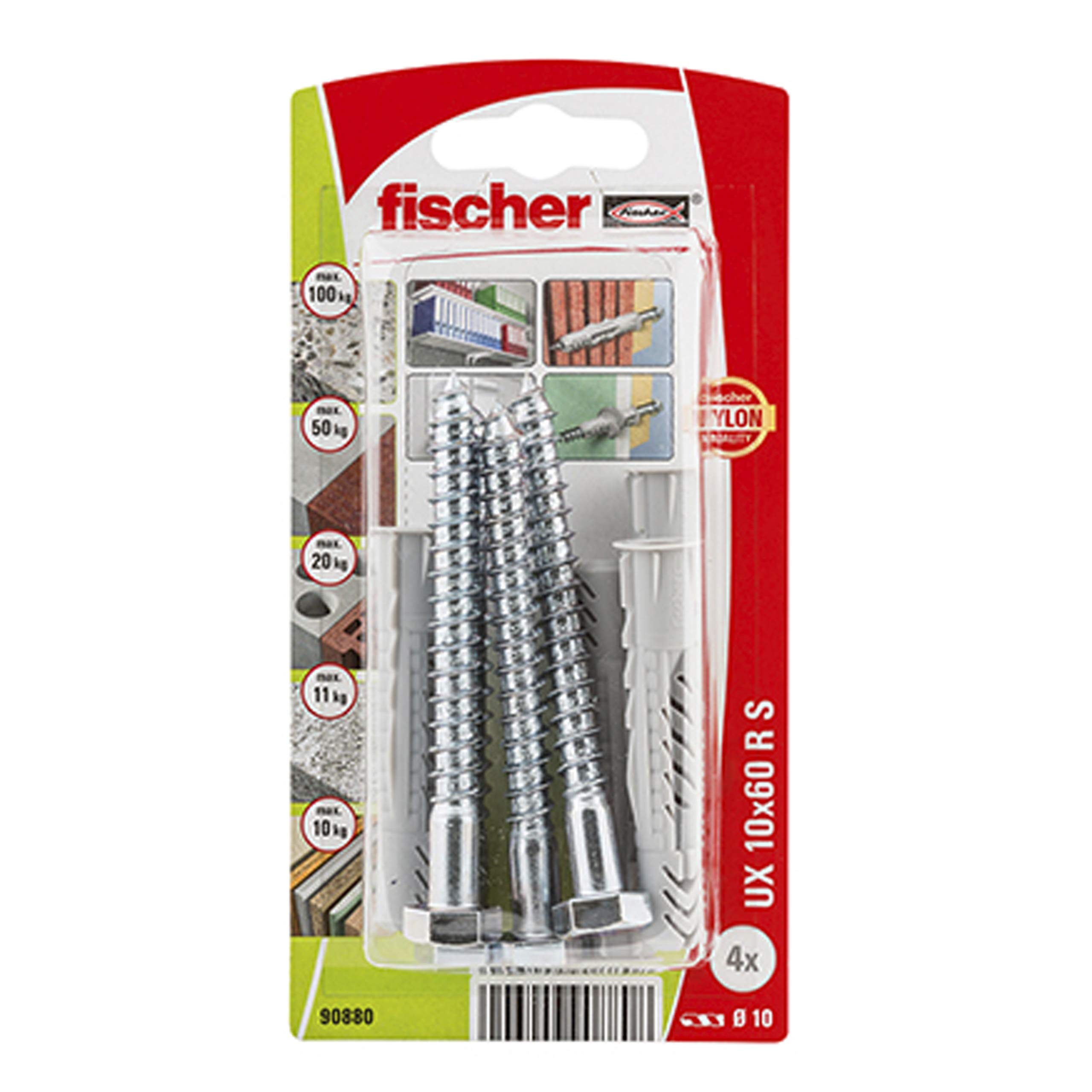 fischer Universal Plug UX 10 x 60 SK NV, 90880, Gray