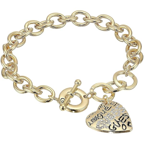 Amazon.com: GUESS Rose Gold-Tone Round Link Chain Bracelet with