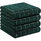 Homaxy 100% Cotton Terry Kitchen Towels, 4 Pack, Blackish Green | Ultra Soft and Absorbent Dish Towels for Kitchen, Suitable for Drying and Washing Dishes