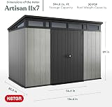 Keter Artisan 11x7 Resin Outdoor Storage Shed Kit Grey Black Garden Tools Patio view 2