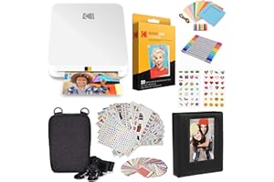 KODAK Step Slim Instant Mobile Photo Printer - Kit: 20 Pack Zink Paper, Case, Photo Album, Markers, Sticker Sets