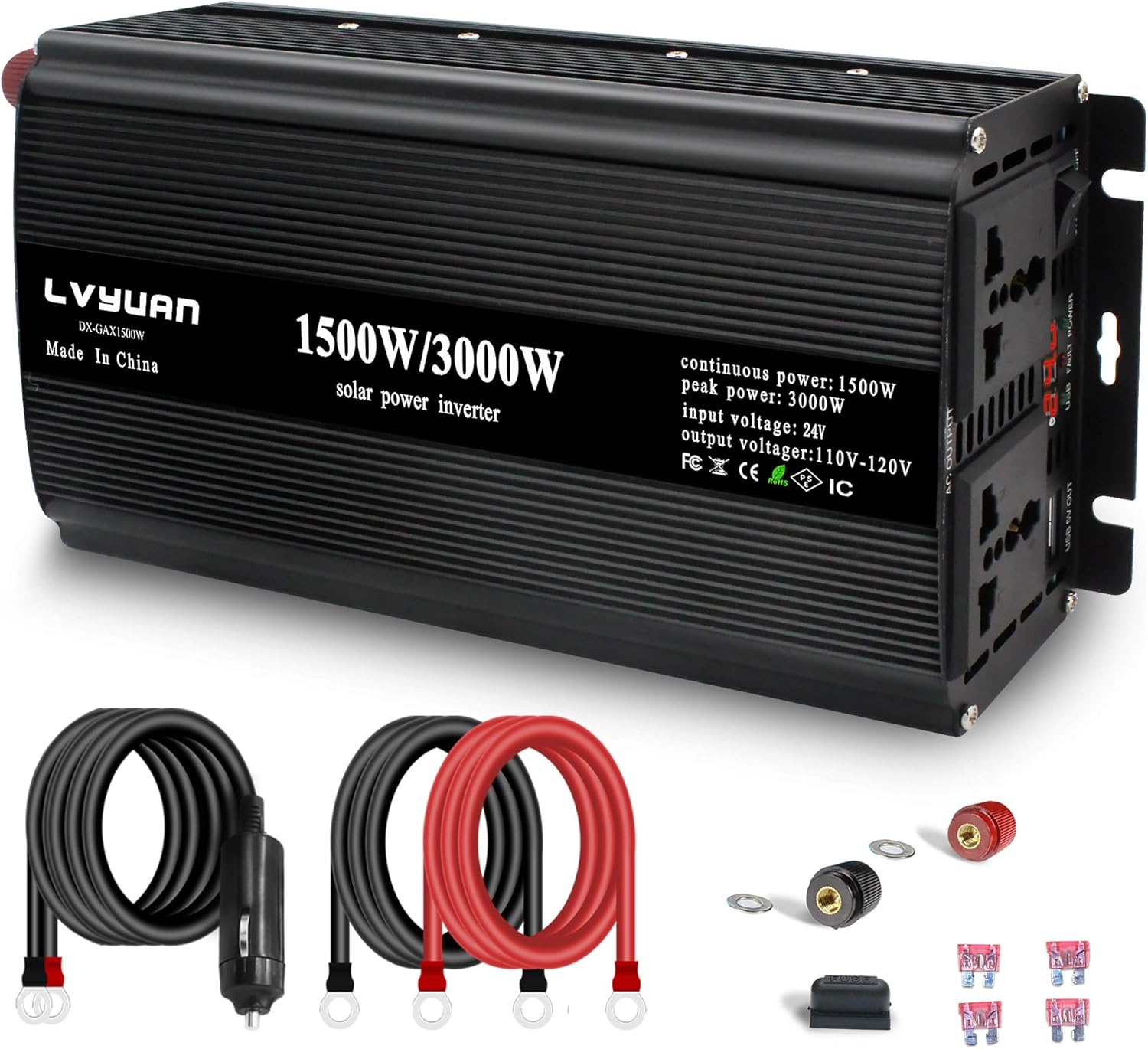 1500 Watts Power Inverter 24V to 230V, Modified Sine Wave Car Inverter
