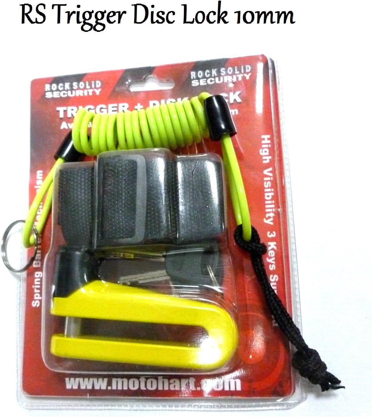 MOTORBIKE RS TRIGGER DISC LOCK 10MM Motorcycle Scooter AntiTheft Security Disk Lock + DLR Cable & Grid Balaclava