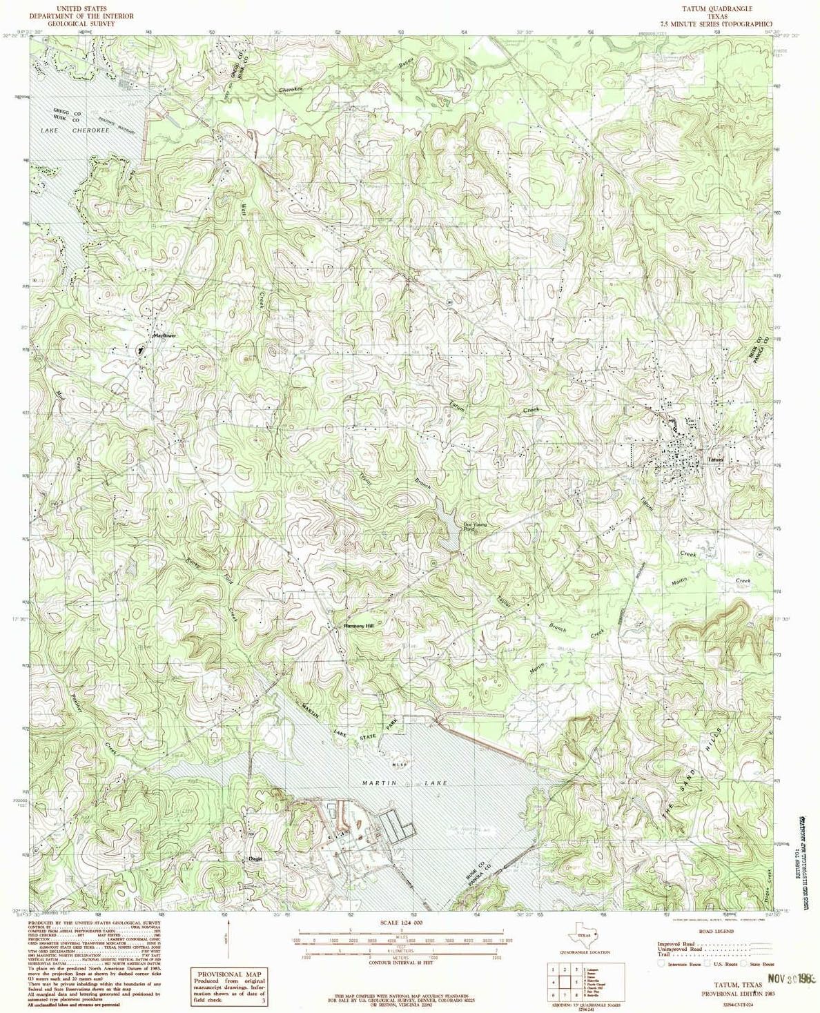 YellowMaps Tatum TX topo map, 124000 Scale, 7.5 X 7.5