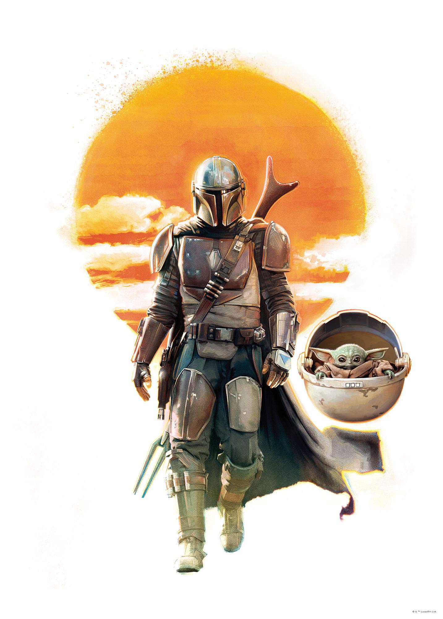 Komar Star Wars Wall Picture | Mandalorian The Child Family Trip | Decoration, Poster, Art Print | Size 30 x 40 cm | WB-SW-007-30x40, Colourful
