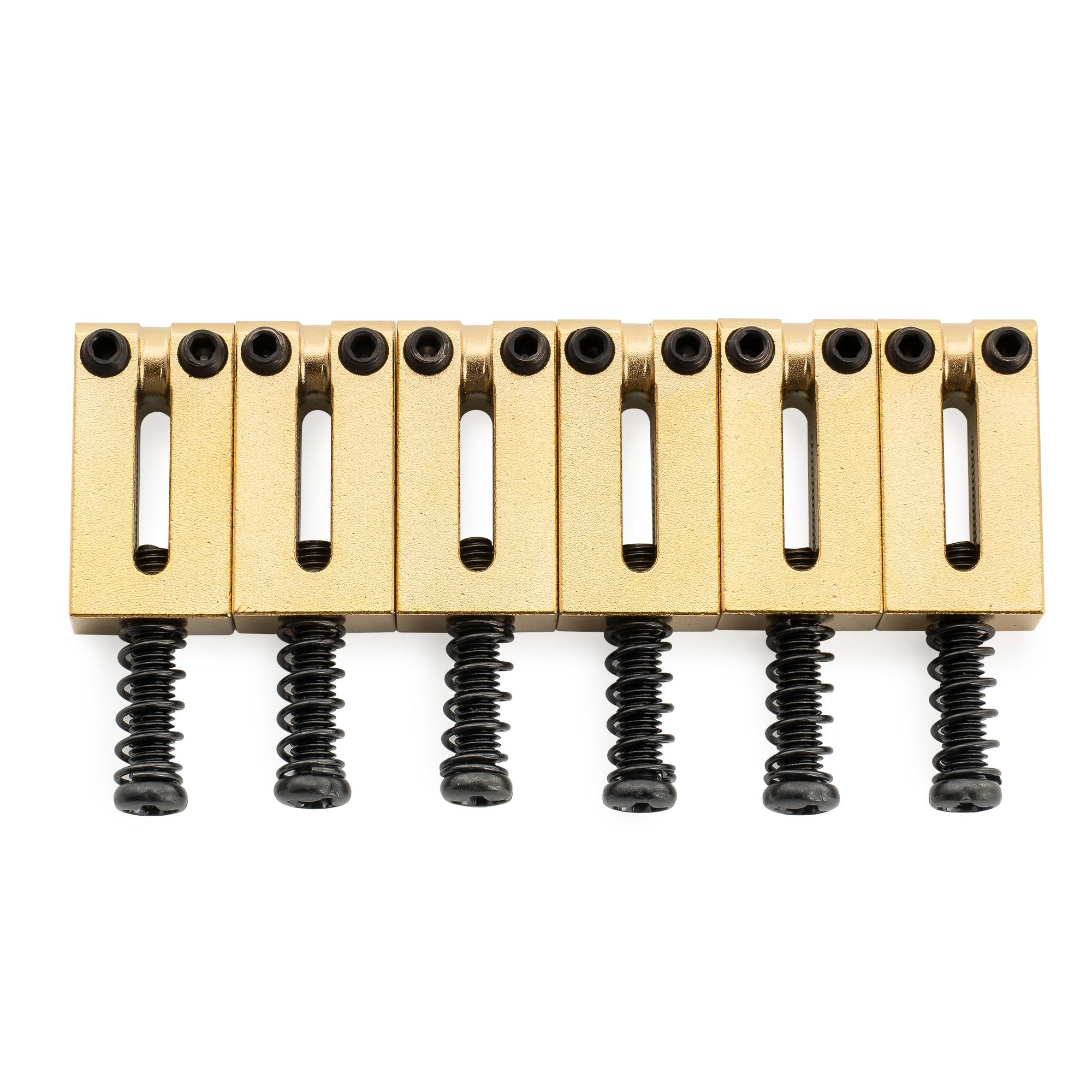 Musiclily Ultra 10.5mm Modern Style Brass Saddles for Strat/Tele Style Electric Guitar, Gold (Set of 6)