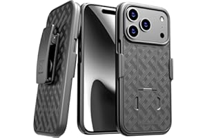 ROME TECH Designed for iPhone 17 Pro Case with Belt Clip Holster - Kickstand Cover Phone Case - Black