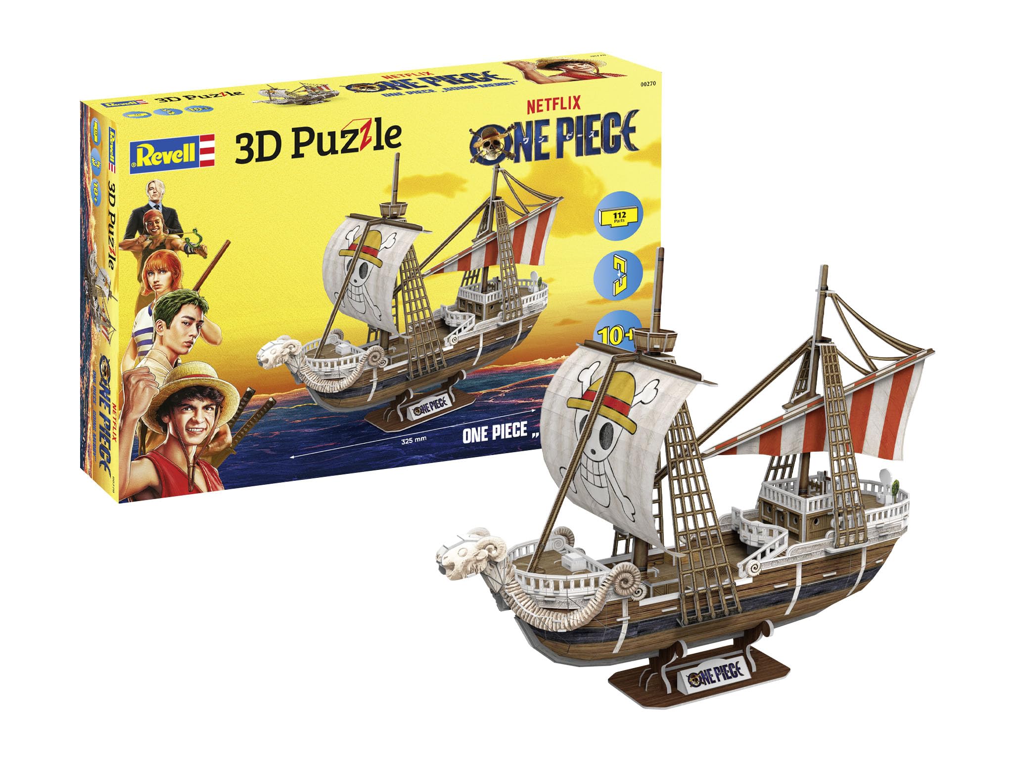 Revell 3D Puzzle 00270 One Piece - Going Merry (Flying Lamb) 262 Pieces, Highly Detailed, With Display Base, Official One Piece License, 39cm in length, Fun & Easy To Build