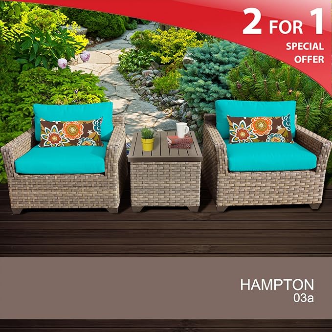 Amazon.com : Hampton 3 Piece Outdoor Wicker Patio Furniture Set 03a