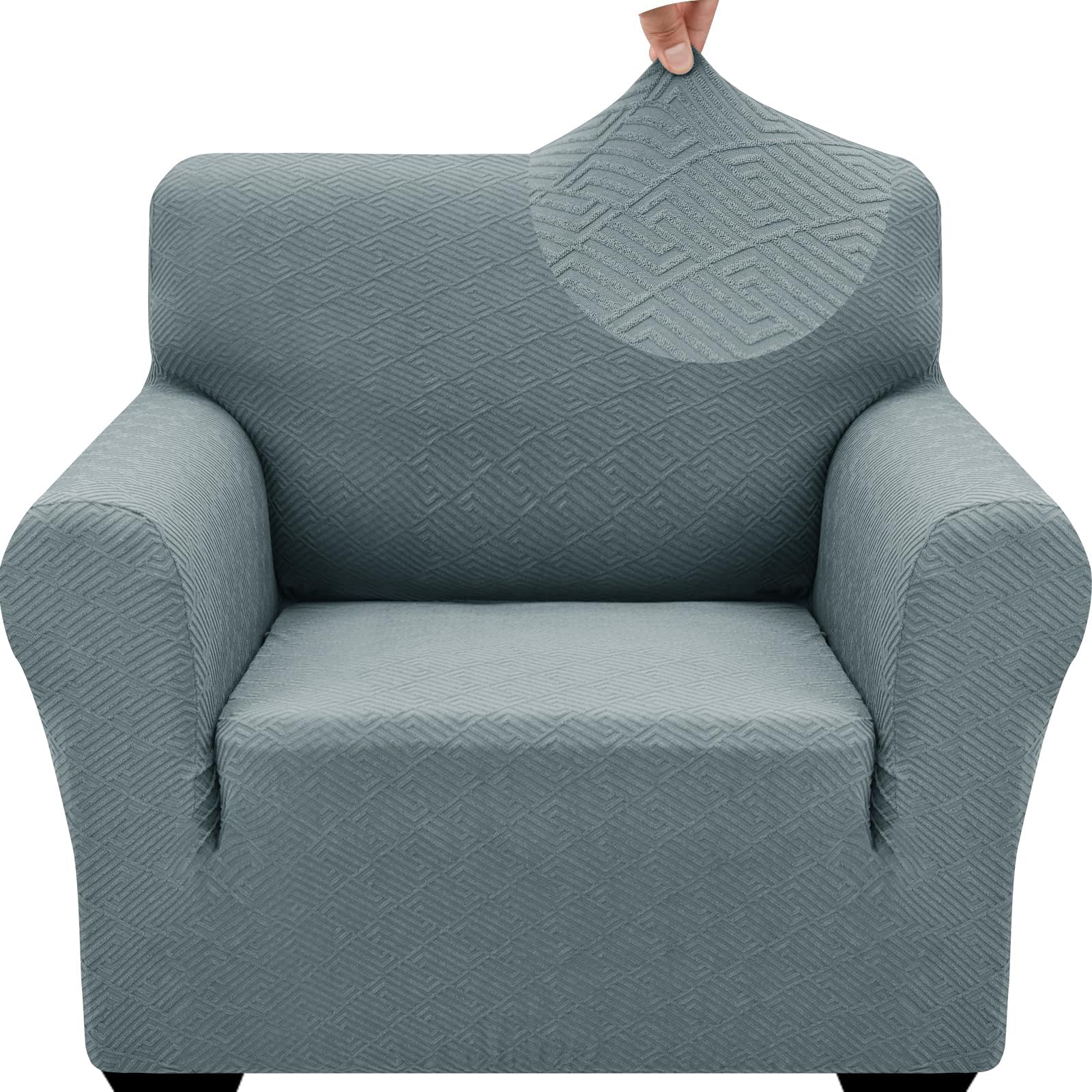 Photo 1 of ZNSAYOTX 1 Piece Jacquard Chair Slipcovers for Living Room High Stretch Chair Covers with Arms Anti Slip Pets Friendly Couch Sofa Armchair Cover Furniture Protector (Small, New Pattern Light Grey)