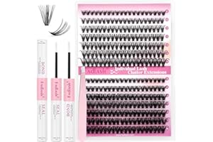 FADLASH DIY Eyelash Extension Kit, 240Pcs Lash Clusters with Lash Bond and Seal, Clusters Eyelash Applicator Tool, D Curl DIY Lash Kit (30D+40D Kit)
