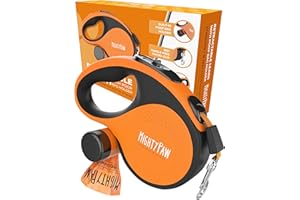 Mighty Paw Retractable Leash with Built-in Poop Bag Holder | 16' Long Retractable Dog Leash for Small Dogs, Medium Breeds & L