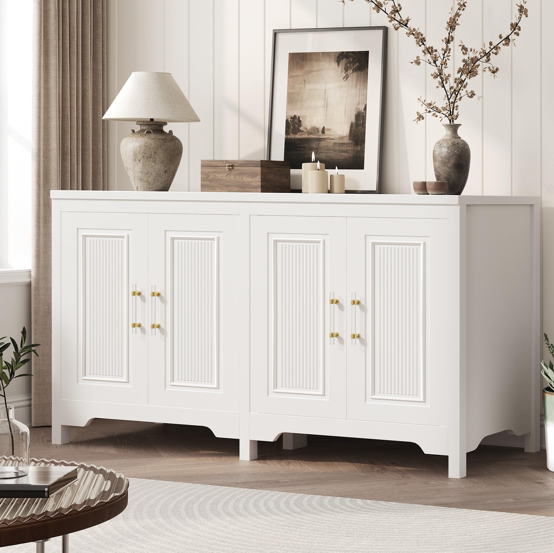 Jocoevol 55" Large Sideboard Buffet Storage Cabinet with Adjustable ...
