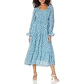 Moon River Womens Ruffled Smock Midi Dress W/Back Cut