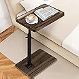 Aoligrace Adjustable Height Side Table with 360° Swivel Top, Wooden C Shaped End Table for Couch Sofa Bed, Small TV Tray for Small Spaces Living Room Bedroom