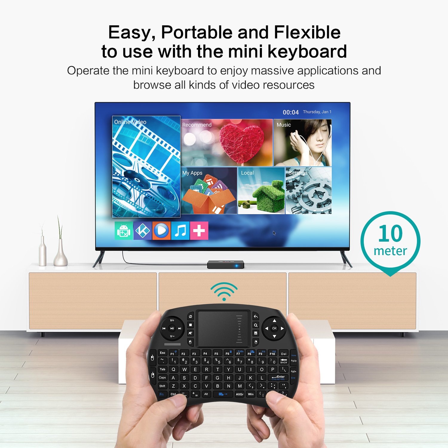 TICTID 2018 4K TV Box Android 7.1【2G + 16G】 avec Mini Clavier Touchpad AX9 Max WiFi IEEE 802.11 b/g/n 2.4G Quad-Core 64-bit True 4K Play H.265