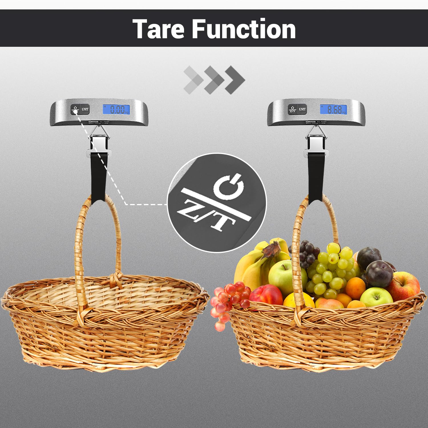 Dr.meter Luggage Scale 2 Pack Dr.meter Travel Scale Essentials Backlight LCD Display 110lb/50kg Luggage Weight Scale Portable Handheld Scale with Rubber Paint, Temperature Sensor, Battery Included