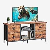 Furologee TV Stand with 4 Drawers, 43 Inch Entertainment Center with Open Shelves, Media Console Table for 50" TV, Television Stand for Bedroom, Living Room/Rustic Brown