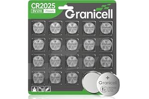 Granicell 2025 Battery Compatible with Medical and Fitness Devices CR2025 Lithium 3V Coin Battery for Child Safety, Suitable for Key Fobs,Car Remote, Watch, Candle and More (CR2025-20)