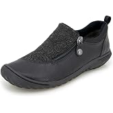 JBU Women's Elodie Comfortable Casual Flexible Arch Support APMA Accepted Side-Zip Walking Flat