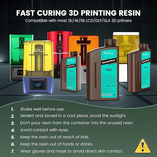 SUNLU 3D PRINTER RESIN 4KG, FAST CURING STANDARD 3D RESIN FOR MOST RESIN 3D PRINTERS, 395 TO 405NM UV CURING 3D PRINTING LIQUID PHOTOPOLYMER RESIN, LOW SHRINKAGE AND HIGH PRECISION, 4000G, GREY