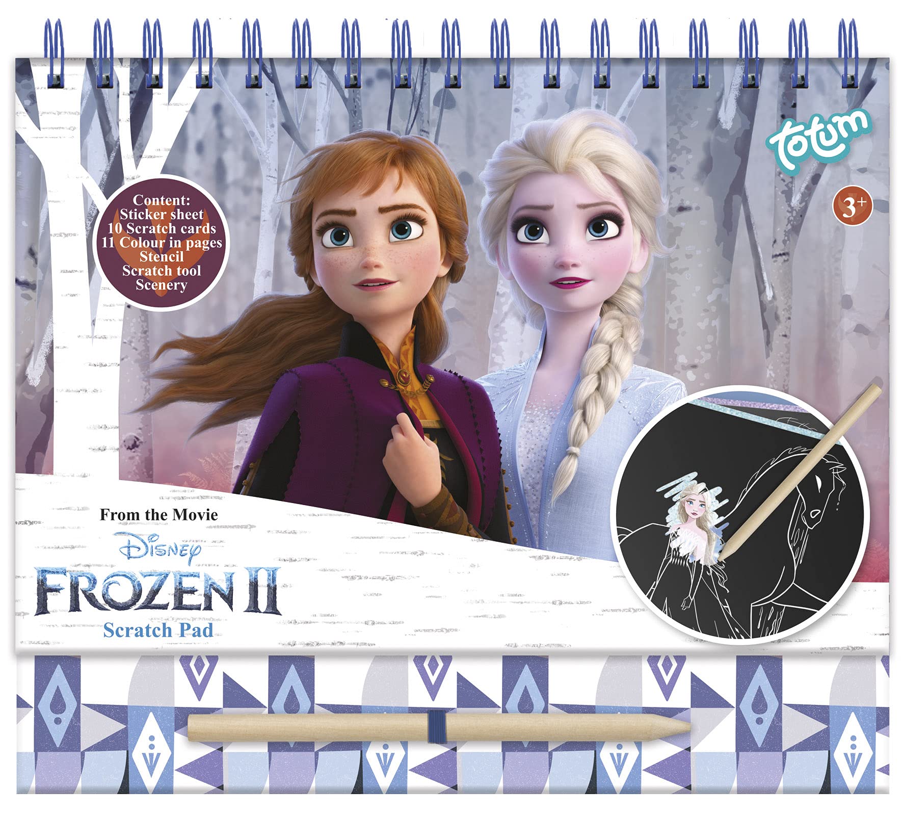 Frozen II Scratch Book: Scratch Book & Colouring Book with Stencils and Glitter Stickers with Anna & Elsa Activity Book for Home and Travel 681439, [A] 'Blue, White, Silver'
