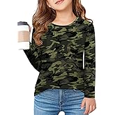 Arshiner Girls Pleated Long Sleeve Shirts Crewneck Casual Fashion Tops Blouse Tee